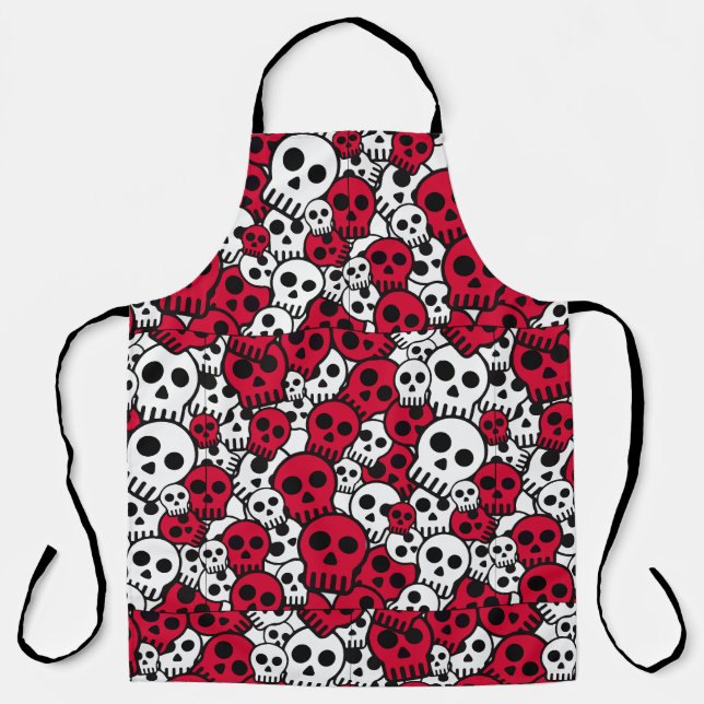Cherry Gothic Skull Muster Print Schürze (Vorderseite)