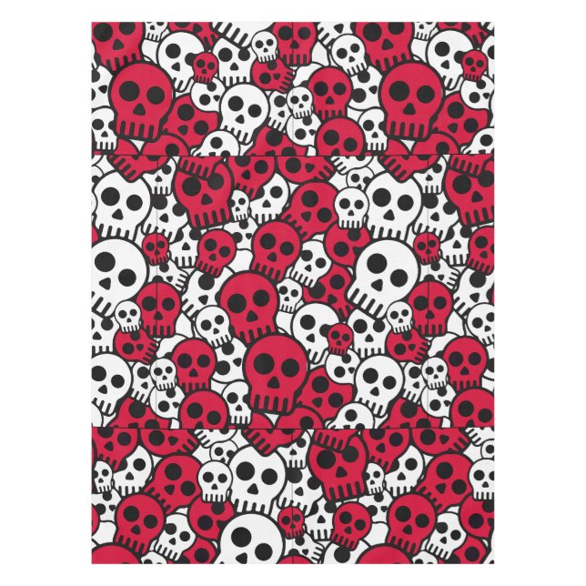 Cherry Gothic Skull Muster Print Tischdecke (Vorderseite)