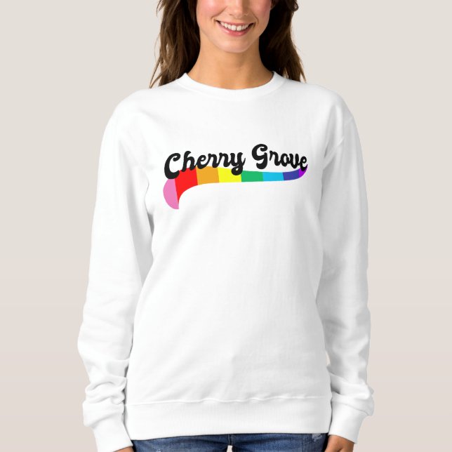 Cherry Grove Fire Island NY Regenbogenlogo LGBTQ Sweatshirt (Vorderseite)