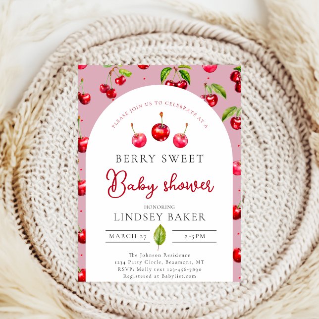 Cherry Heart Baby Shower Einladung (Von Creator hochgeladen)