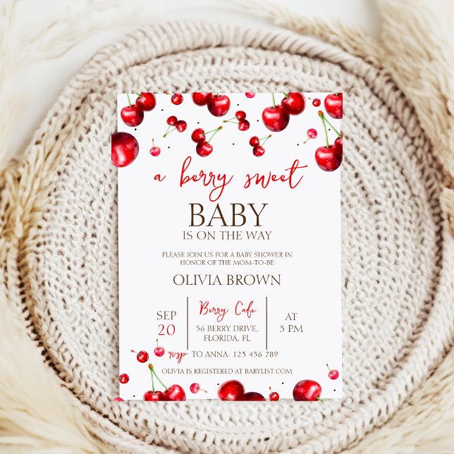 Cherry Heart Baby Shower Einladung (Von Creator hochgeladen)