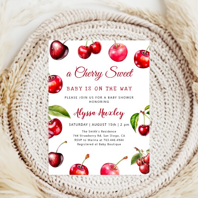 Cherry Heart Baby Shower Einladung (Von Creator hochgeladen)