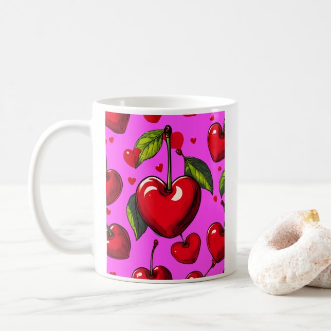 Cherry Hearts Kaffeetasse (Mit Donut)
