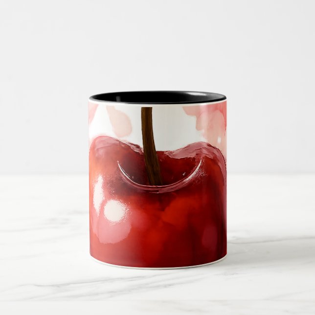 Cherry in Alcohol Ink Zweifarbige Tasse (Mittel)