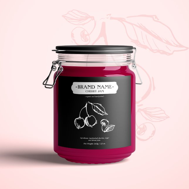 Cherry Jam Jar Label Packaging Design (Von Creator hochgeladen)