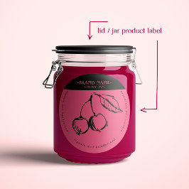 Cherry Jam Jar Label Packaging Design Runder Aufkleber