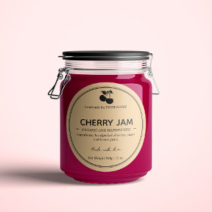 Cherry Jam Jar Label Packaging Design Runder Aufkleber