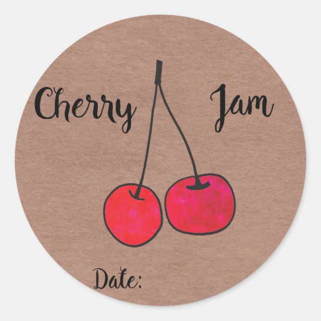 Cherry Jam Labels Runder Aufkleber (Vorderseite)