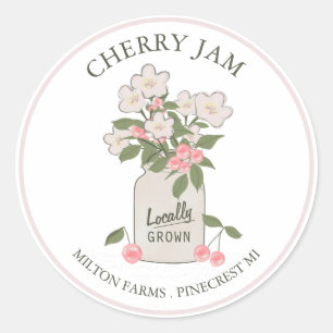 Cherry Jam Mason Jar Jelly Runder Aufkleber