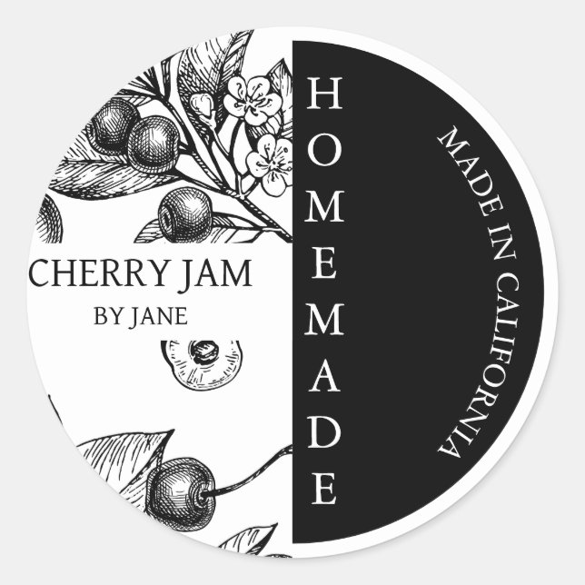Cherry Jam Modern Business Label Runder Aufkleber (Vorderseite)