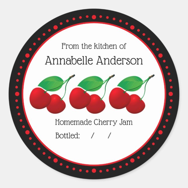 Cherry Jam Modern personalisieren Runder Aufkleber (Vorderseite)