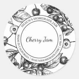 Cherry Jam Sketch Modern Label Runder Aufkleber