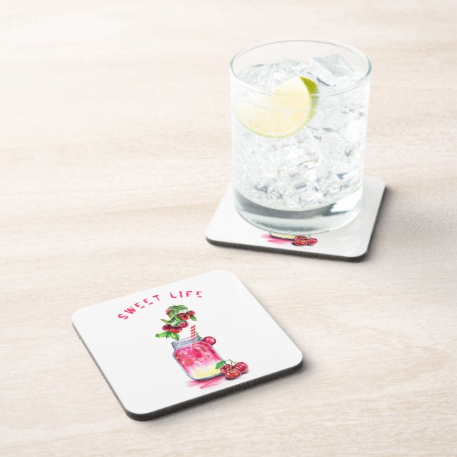 Cherry Juice Cool Drink Frucht Untersetzer (Rechte Seite)