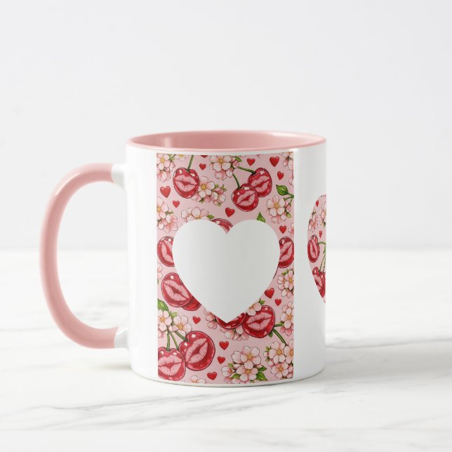 Cherry Kiss Heart Mug (Gauche)