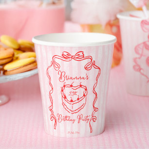 Cherry Kuchen rosa Coquette Bugday Party Pappbecher
