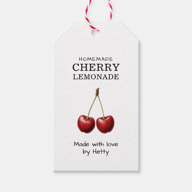Cherry-Limonade-Label für Ihre hausgemachten Rezep Geschenkanhänger (Vorderseite)