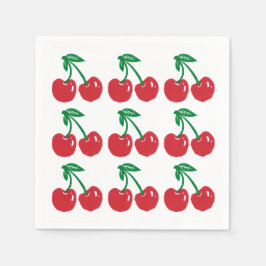 Cherry Linocut Block Print Design Cocktail Napkins Serviette