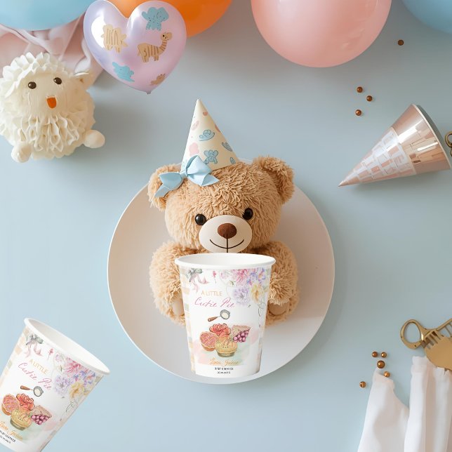 Cherry Little Süsse Pie Pastel Gingham Baby Dusche Pappbecher (Von Creator hochgeladen)