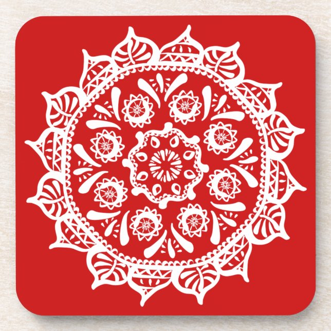 Cherry Mandala Getränkeuntersetzer (Vorderseite)