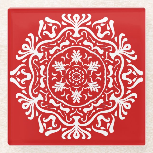 Cherry Mandala Glasuntersetzer (Vorderseite)