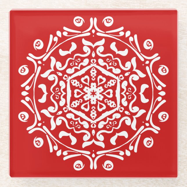 Cherry Mandala Glasuntersetzer (Vorderseite)