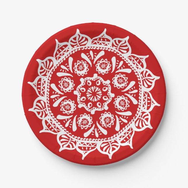 Cherry Mandala Pappteller (Vorderseite)