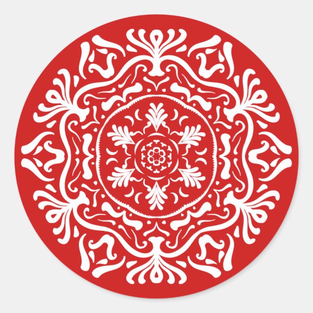 Cherry Mandala Runder Aufkleber (Vorderseite)