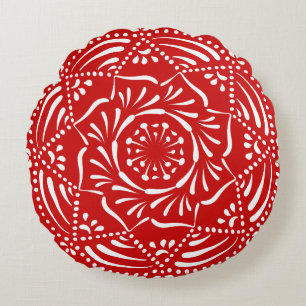 Cherry Mandala Rundes Kissen