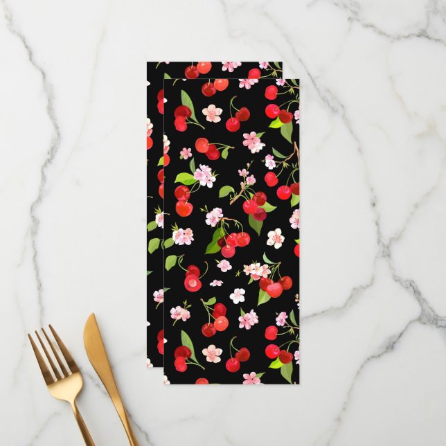 Cherry Muster 2 Menükarte (Vorderseite/Rückseite Beispiel)