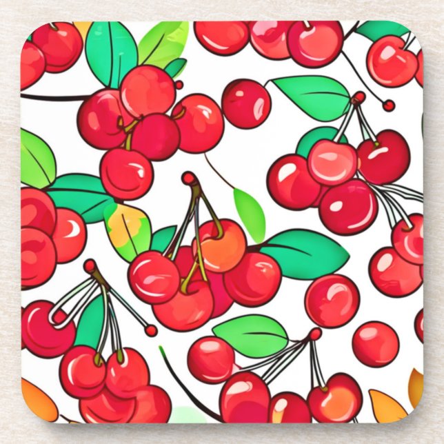Cherry Muster Design Getränkeuntersetzer (Vorderseite)