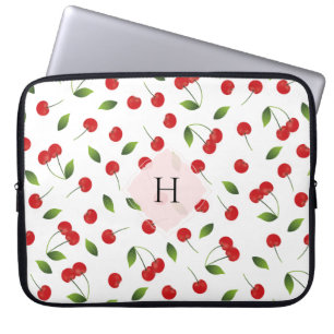 Cherry-Muster-Monogramm-Laptop-Sieb Laptopschutzhülle