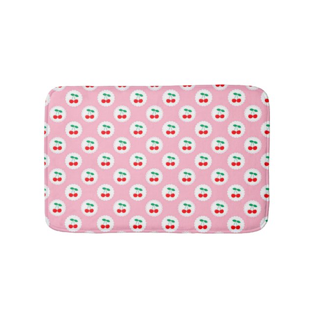 Cherry Muster - Retro Fruit Gift & Decke Badematte (Vorderseite)