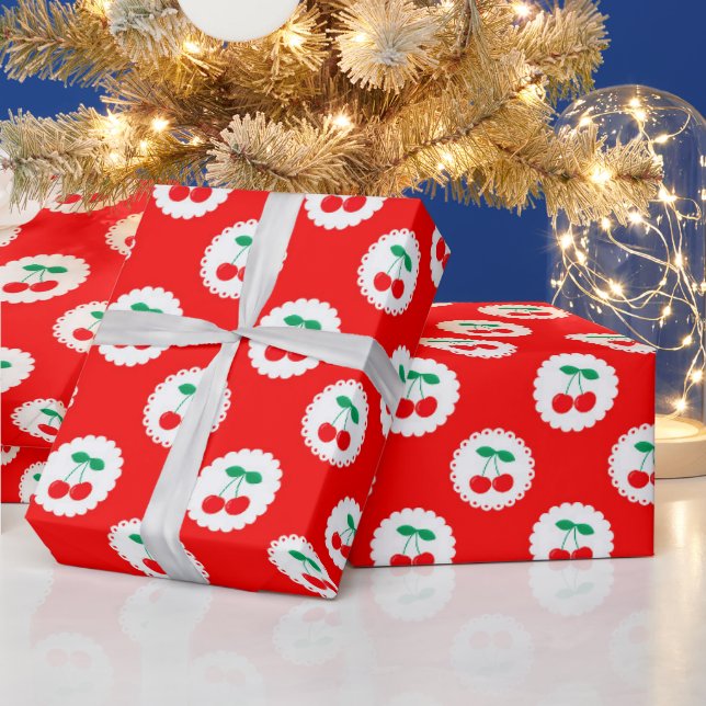Cherry Muster - Retro Fruit Gift & Decke Geschenkpapier (Feiertage)