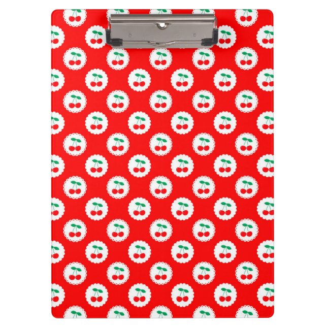 Cherry Muster - Retro Fruit Gift & Decke Klemmbrett (Vorderseite)