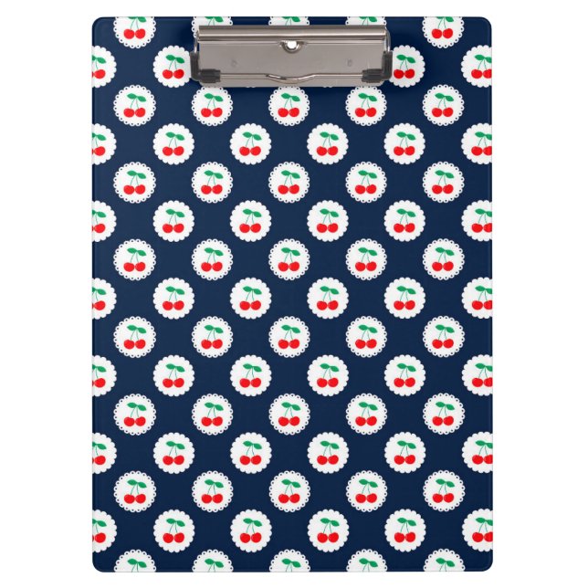 Cherry Muster - Retro Fruit Gift & Decke Klemmbrett (Vorderseite)