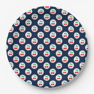 Cherry Muster - Retro Fruit Gift & Decke Pappteller