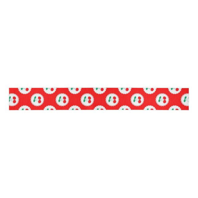 Cherry Muster - Retro Fruit Gift & Decke Ripsband (Vorderseite)