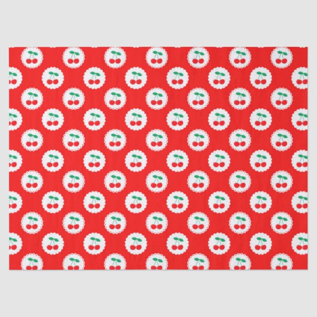 Cherry Muster - Retro Fruit Gift & Decke Seidenpapier (Vorderseite)
