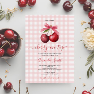 Cherry Oben mit Bow Baby Dusche Einladung