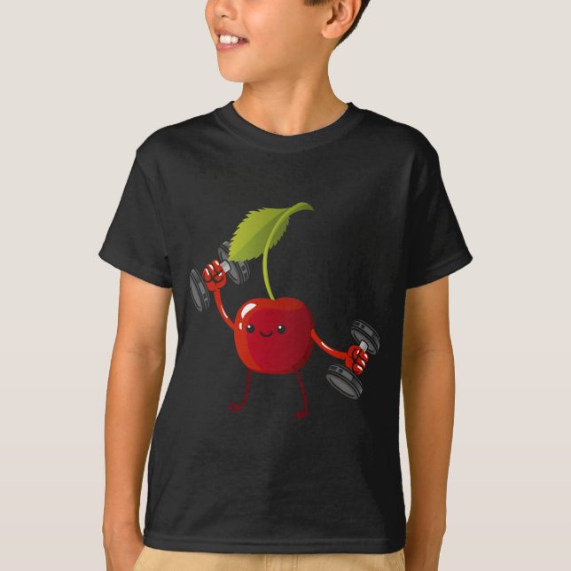 Cherry, Obstkostüm Workout Bodybuilding Lift Gy T-Shirt (Vorderseite)