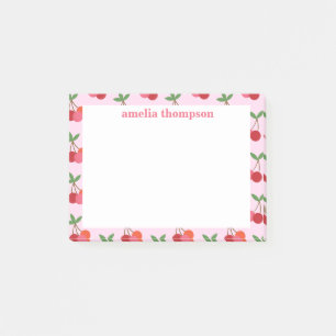 Cherry Obstmuster in Rosa und Rot Personalisiert Post-it Klebezettel