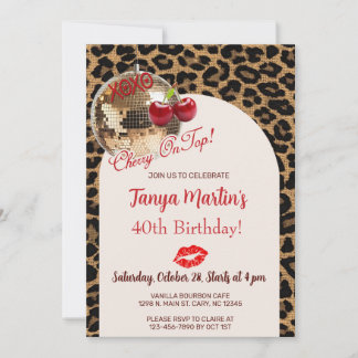 Cherry On Top adult woman birthday invitation. Einladung