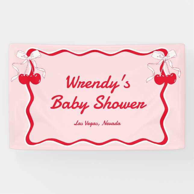 Cherry on top Baby Dusche Empfang Banner (Horizontal)