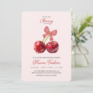 Cherry on Top Baby Girl Shower Einladung