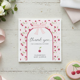 Cherry On Top Baby Shower Coquette Pink Cute Serviette