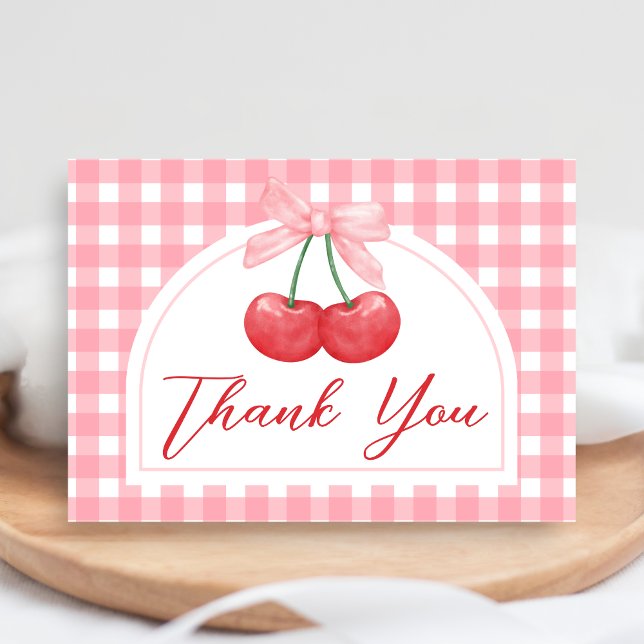 Cherry on Top Baby Shower Dankeskarte (Gingham Cherry Baby Shower Thank you Card
)