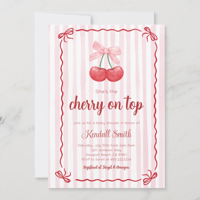 Cherry on top baby shower Invitation (Devant)