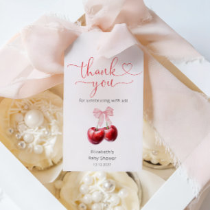 Cherry on Top Bow Coquette Baby Dusche Vielen Dank Geschenkanhänger
