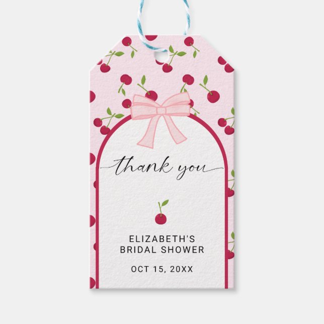 Cherry On Top Bridal Shower Coquette Pink Cute Geschenkanhänger (Vorderseite)