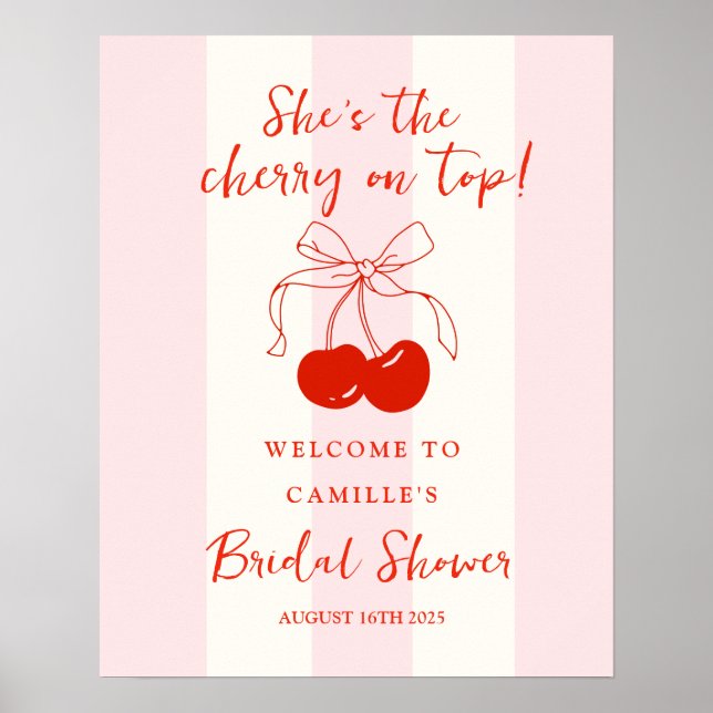 Cherry on Top Bridal Shower Welcome Sign Poster (Vorne)
